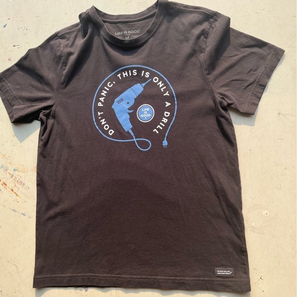 Men's Life is Good T-Shirt Black Crusher Drill M Man Cave Calm Dad Classic City - Picture 5 of 12